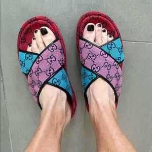 Gucci Multicolor Criss Cross Platform Slide Size 37